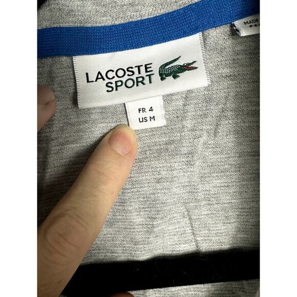 LACOSTE SPORT gray color stripe polo‎ size medium - Picture 3 of 10